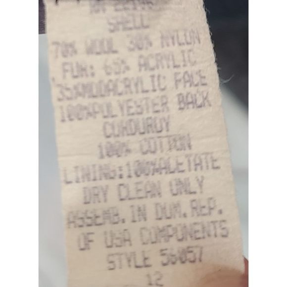 Herman Kay 12 Wool Coat Button Down Color Block Sherpa Lined Jacket - Picture 7 of 8